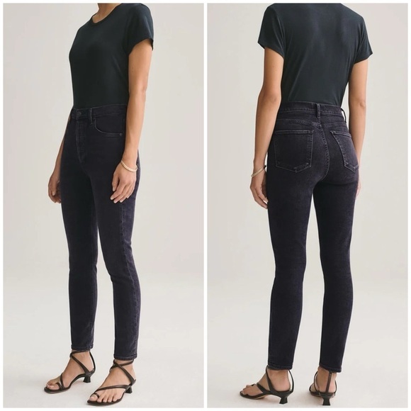 AGOLDE Nico High Rise Slim Fit Jeans in Virtue Dark Gray Button Fly Sz 29 - Picture 1 of 11